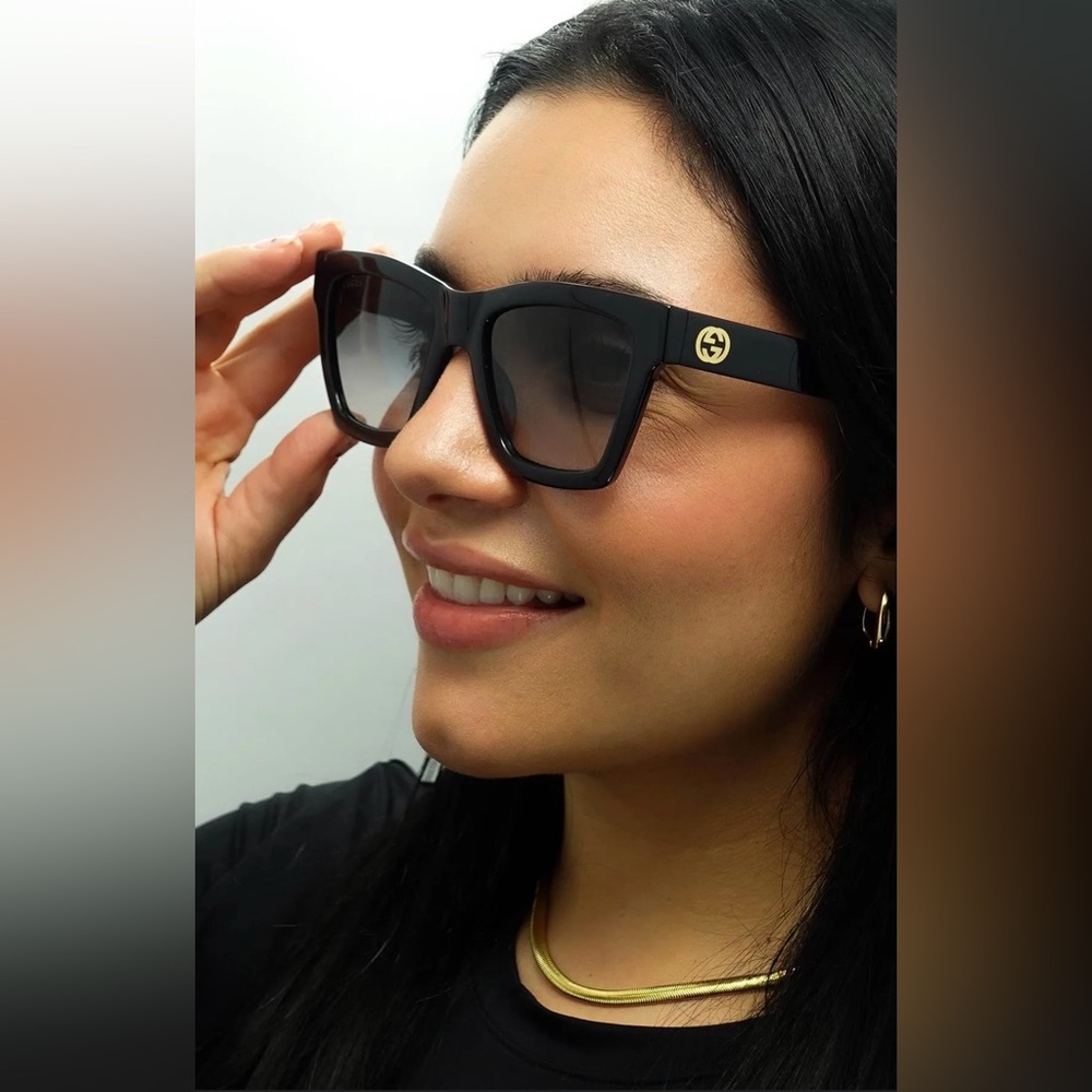 Gucci Black and‎ Gold Square Sunglasses - Picture 14 of 14